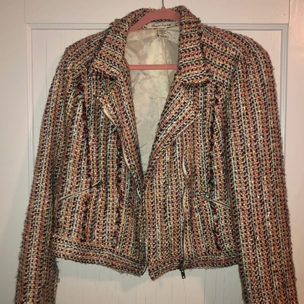 American Rag Woven Rainbow Colored Moto Jacket
